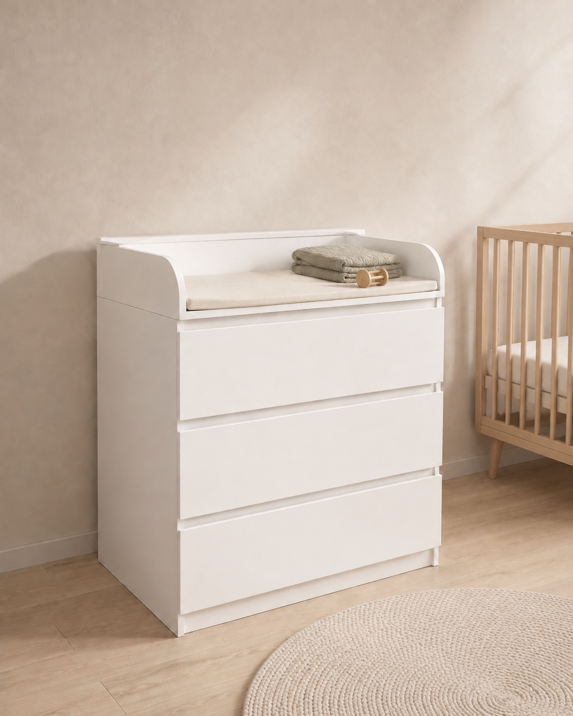 Білий пеленальний комод Baby Care Basic 3